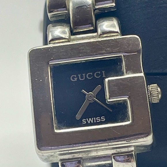 Gucci G Series Silver Stainless Steel Watch w/Black Rectangular Dial. 5 1/2 inch - Picture 6 of 9